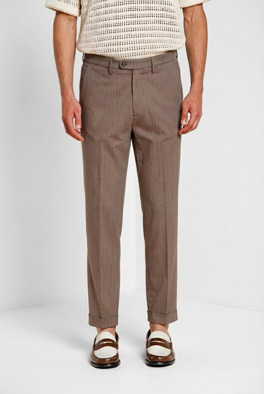 Boston men's chino pants herringbone yarn-dyed stretch relaxed fit