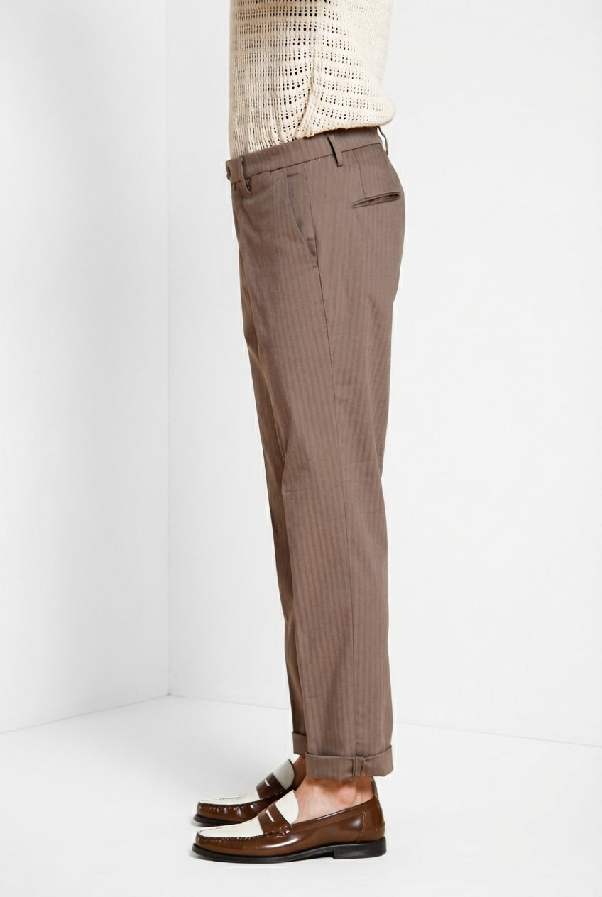 Boston men's chino pants herringbone yarn-dyed stretch relaxed fit