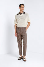Boston men's chino pants herringbone yarn-dyed stretch relaxed fit