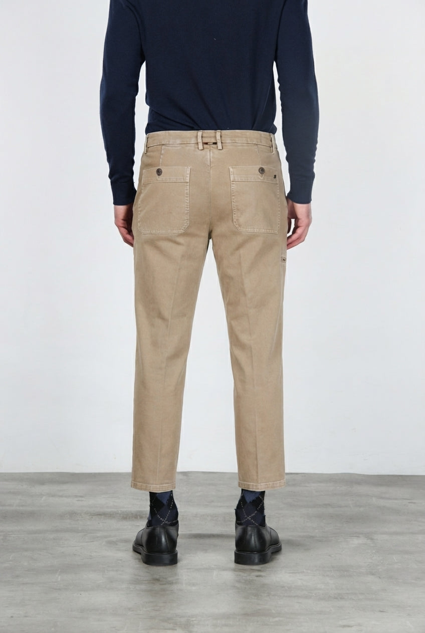 Garden pantalone chino uomo in bull stretch carrot fit