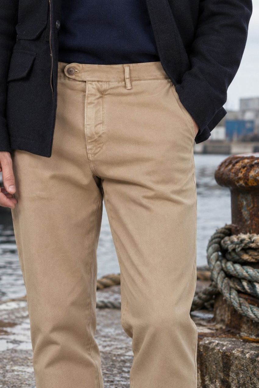 Garden men’s chino pants in stretch bull with carrot fit
