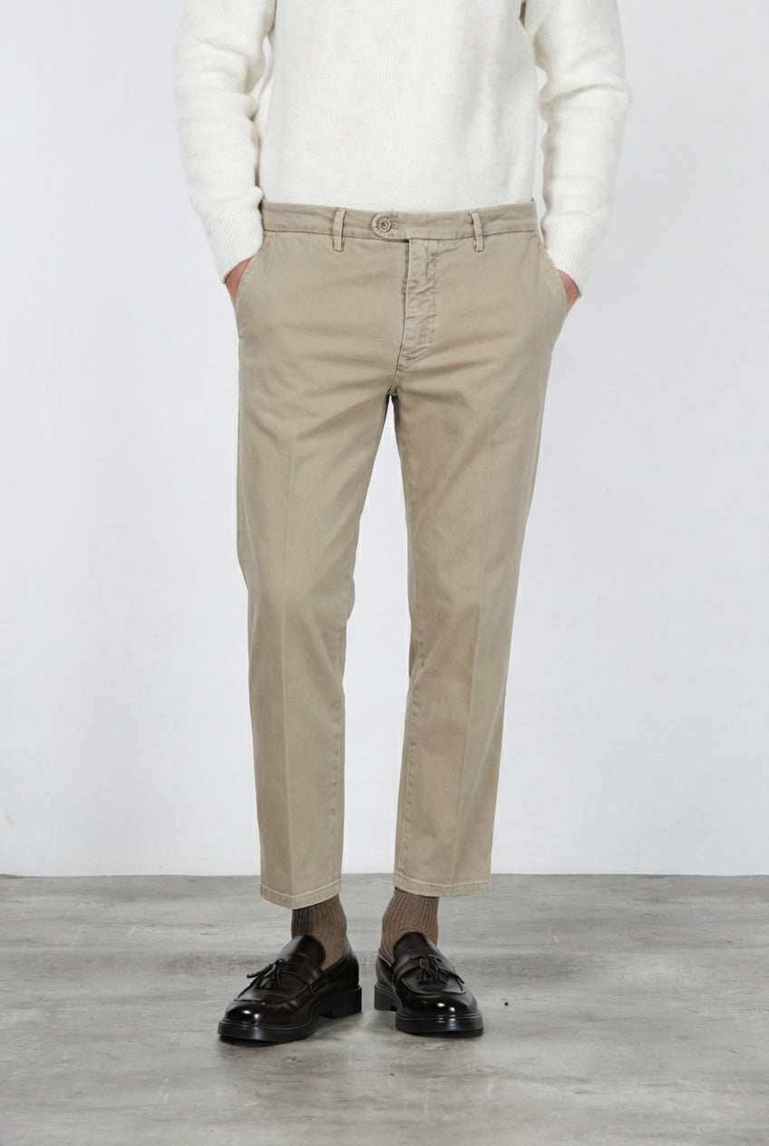 Garden pantalone chino uomo in bull stretch carrot fit