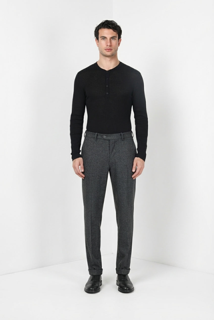 Paris pantalone chino uomo gessato in jersey flanella carrot fit