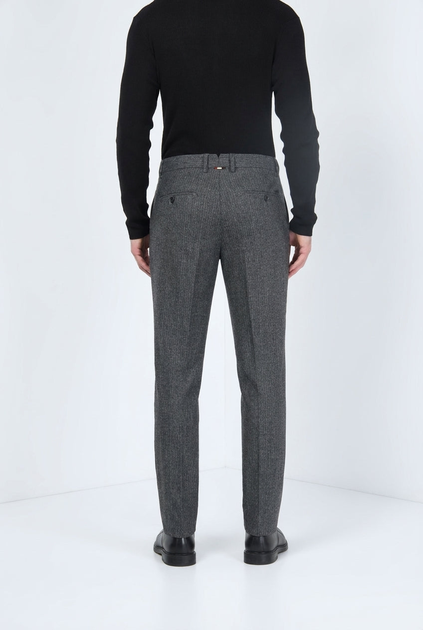 Paris pantalone chino uomo gessato in jersey flanella carrot fit