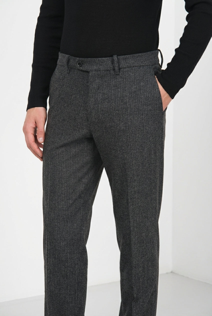 Paris pantalone chino uomo gessato in jersey flanella carrot fit