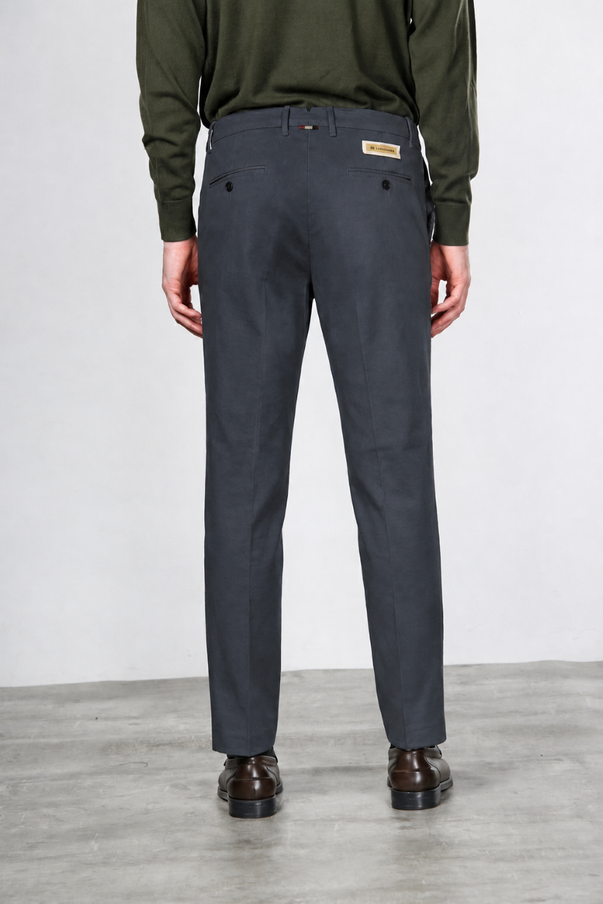 Paris pantalone chino uomo in gabardina cotone e lana carrot fit