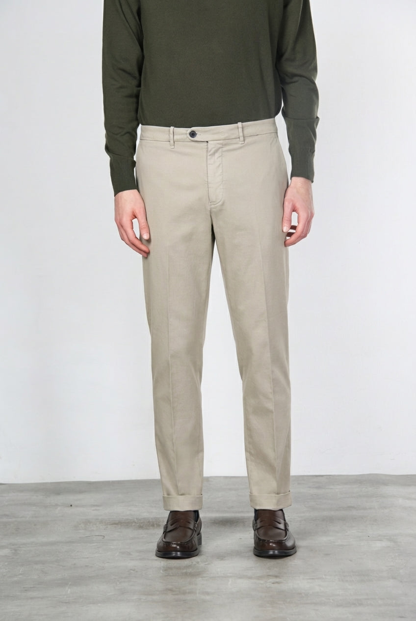 Paris men's chino trousers in cotton and wool gabardine carrot fit