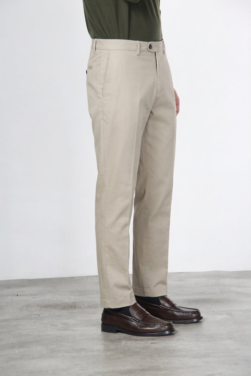 Paris men's chino trousers in cotton and wool gabardine carrot fit