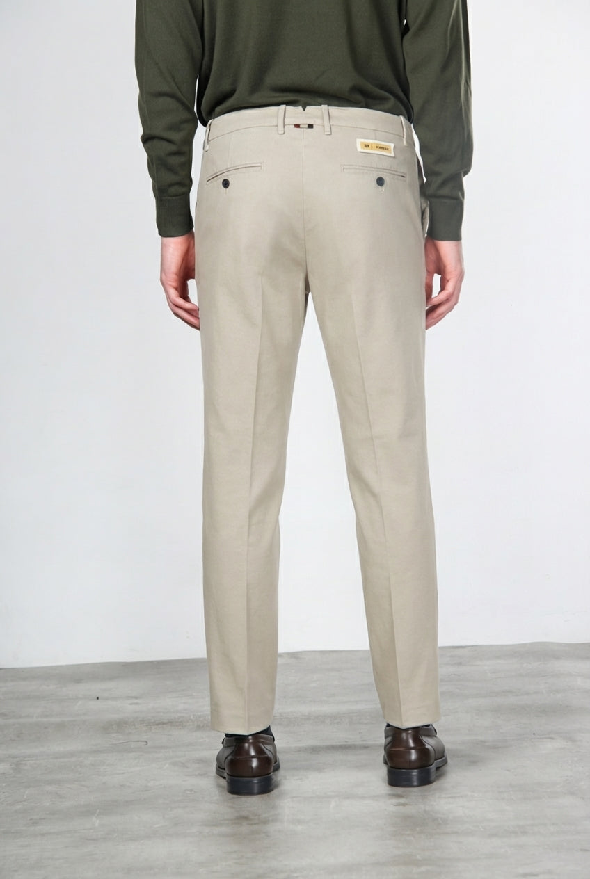 Paris men's chino trousers in cotton and wool gabardine carrot fit