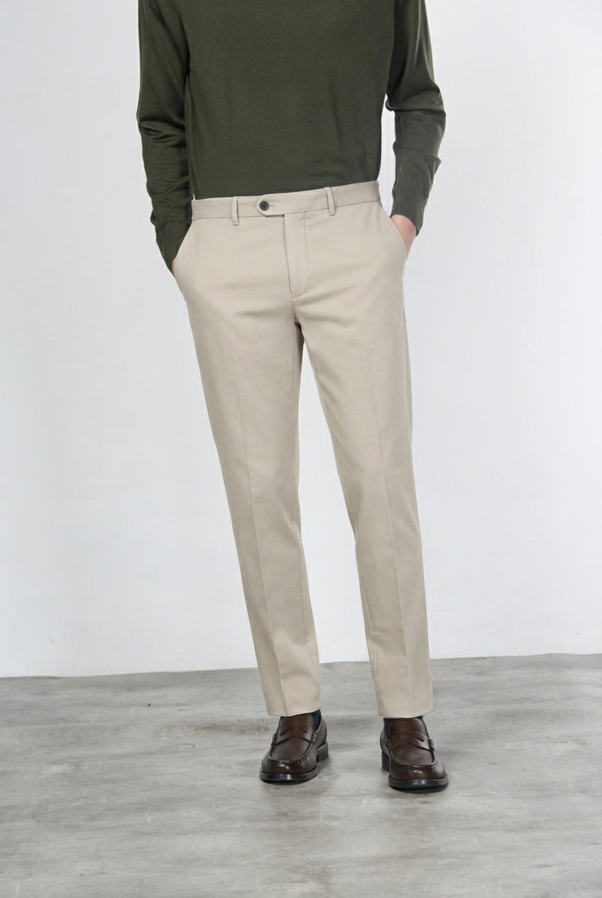 Paris men's chino trousers in cotton and wool gabardine carrot fit
