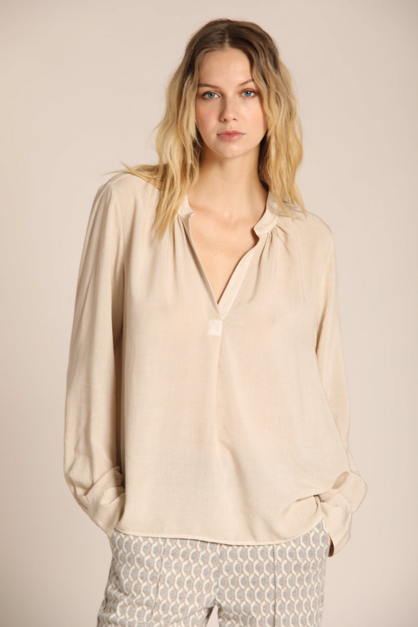 immagine 1 di camicia donna, modello Adele, in viscosa lurex, di colore ghiaccio di mason's
