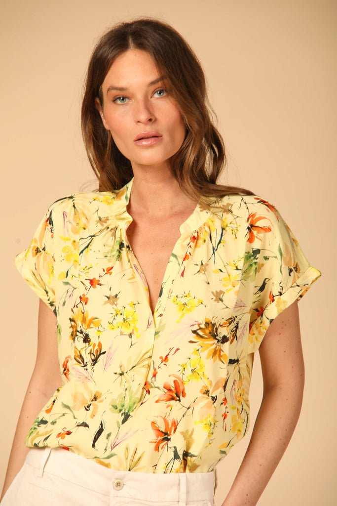 image 1 of women's shirt pattern Adele MM color yellow flower pattern