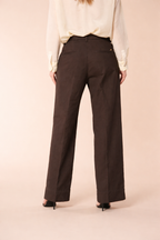 New York Studio pantalon chino femme en sergé de coton et lin wide leg