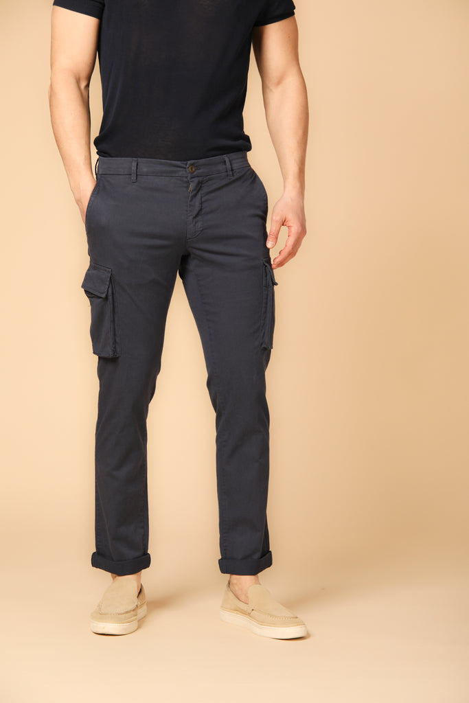 Image 1 of men's Chile City model cargo pants in navy blue, regular fit by Mason's
