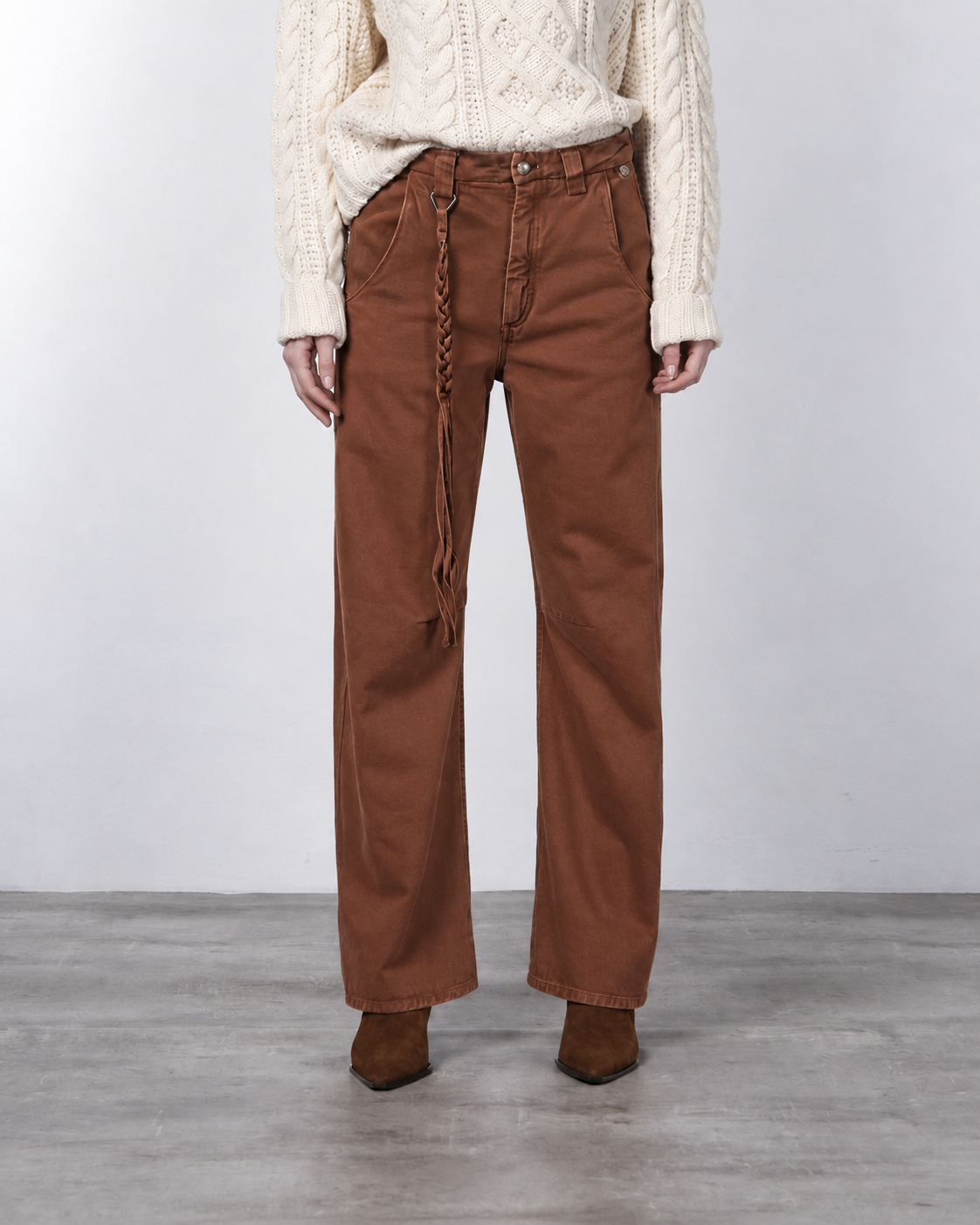 Violette Chinohose für Damen aus Twill mit balloon fit ①
