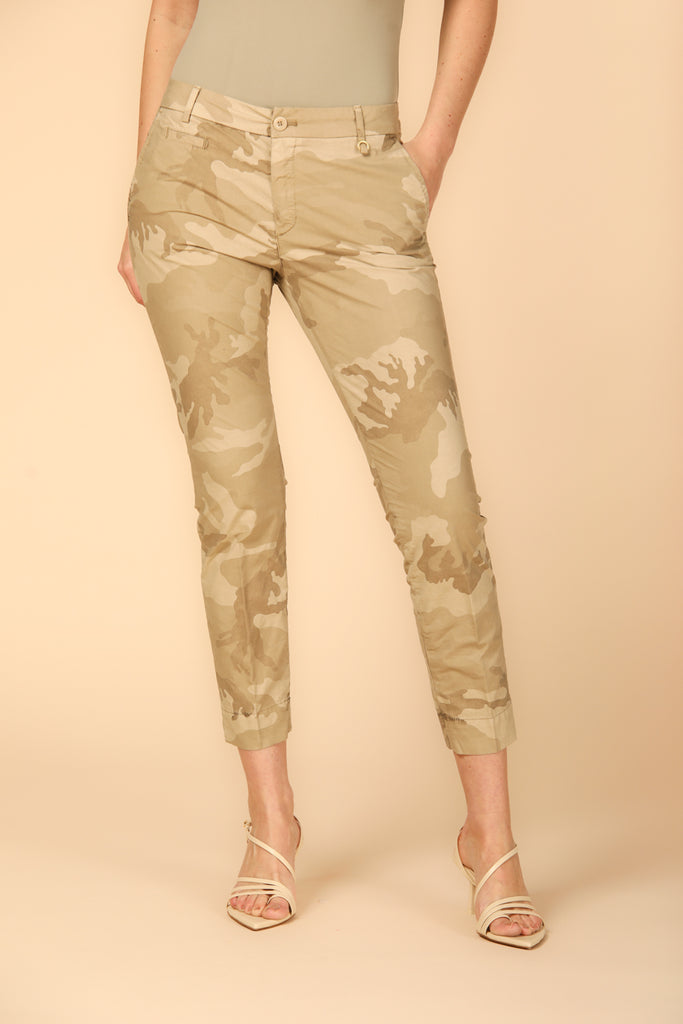 Image 1 of Women's Capri Chino Pants, Jacqueline Curvie Model, in Brown Camouflage, Curvy Fit by Mason's