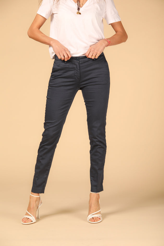 Image 1 of women's slim fit chino pants, New York Slim model, in navy blue by Mason's