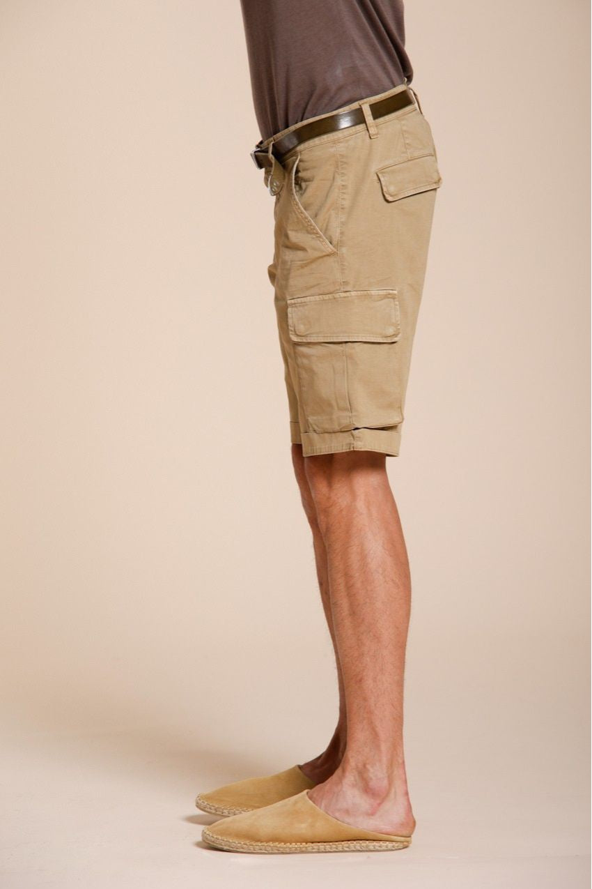 Chile men's cargo bermuda stretch satin slim fit ①