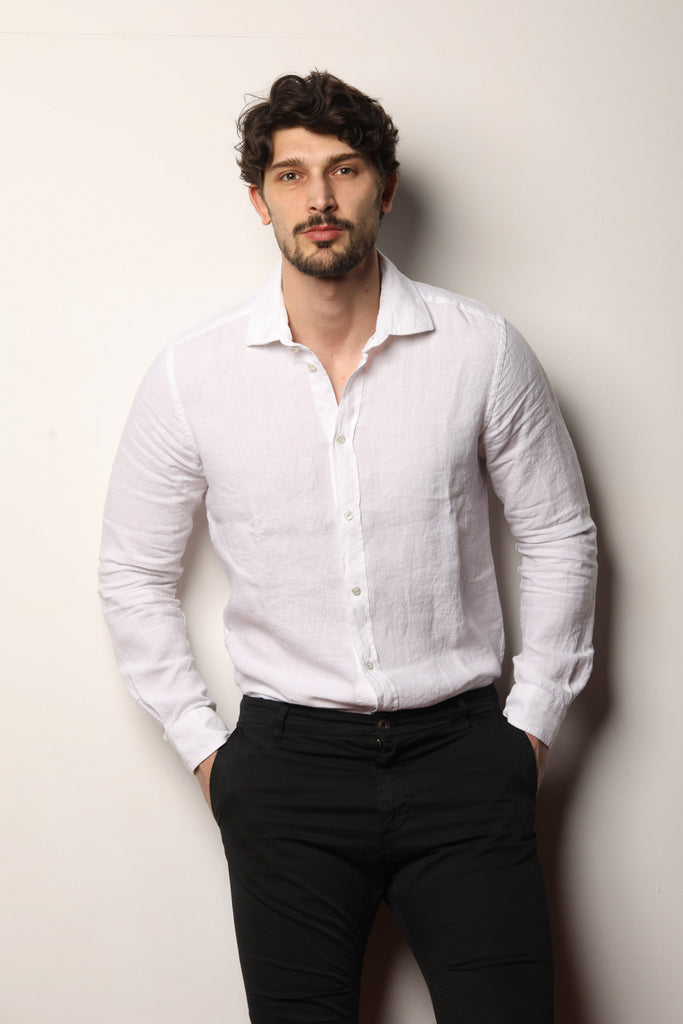 Image 1 of Mason's Torino model men's long-sleeve shirt in white, regular fit