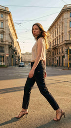 New York Slim women's chino pants in stretch satin slim fit ①