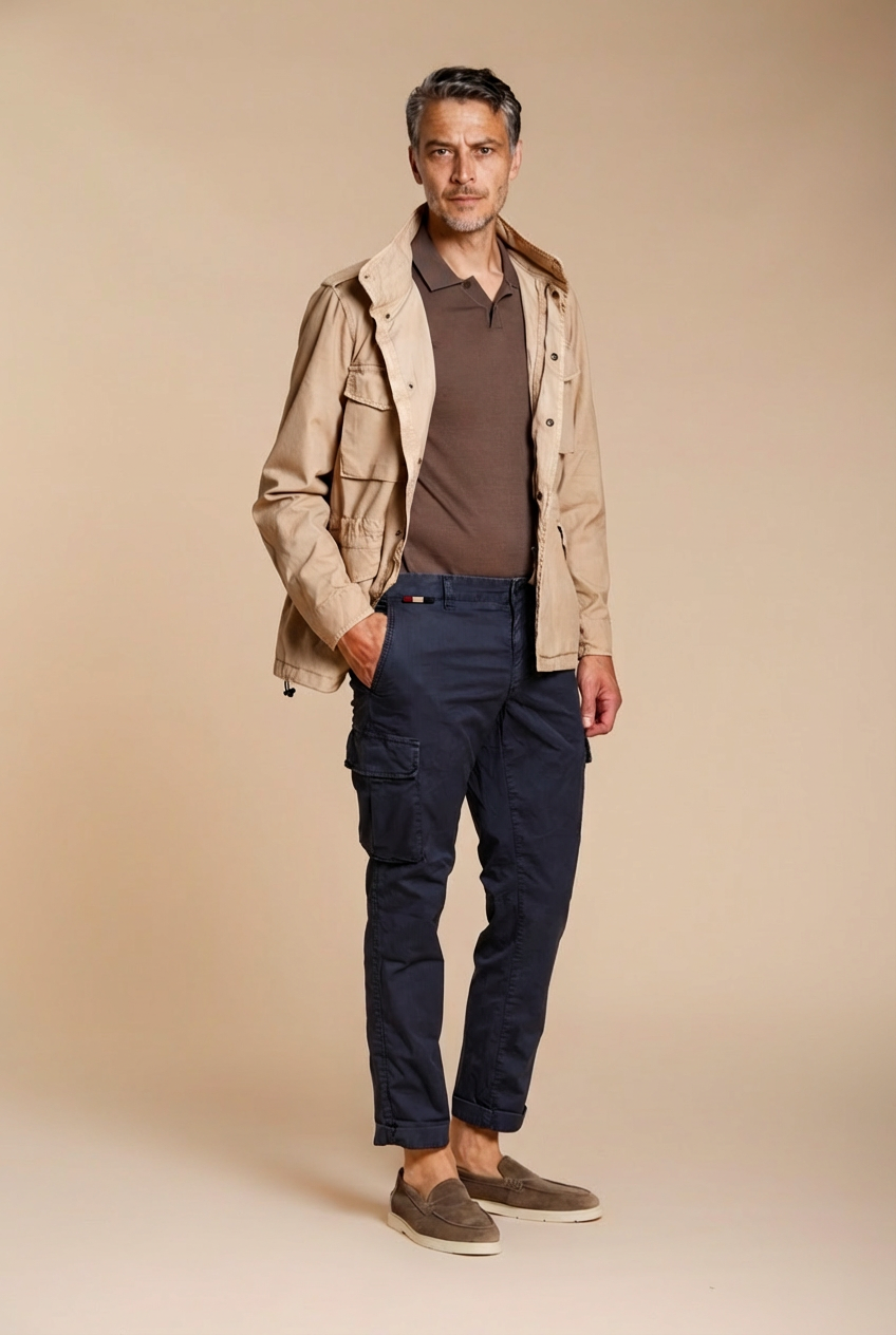 Chile men's cargo pants in stretch gabardine regular fit