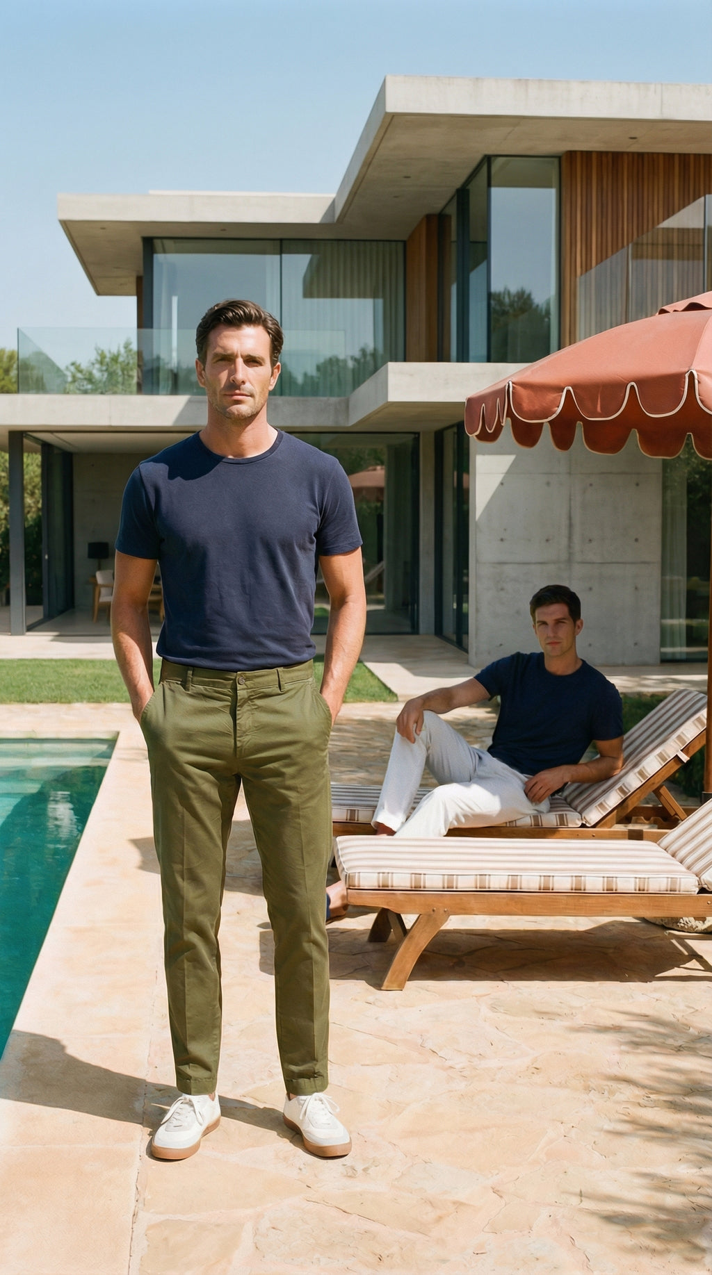 Milano pantalón chino hombre en gabardina stretch extra slim fit ①