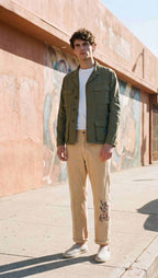 Denver M74 pantalone cargo uomo in panama fiammata relaxed fit ①