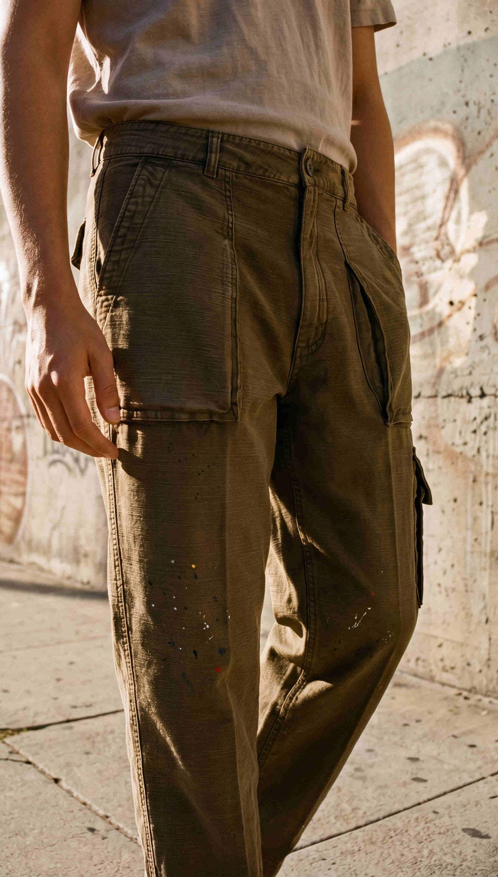 Cuba Work M74 pantalón cargo hombre en algodón flameado relaxed fit ①