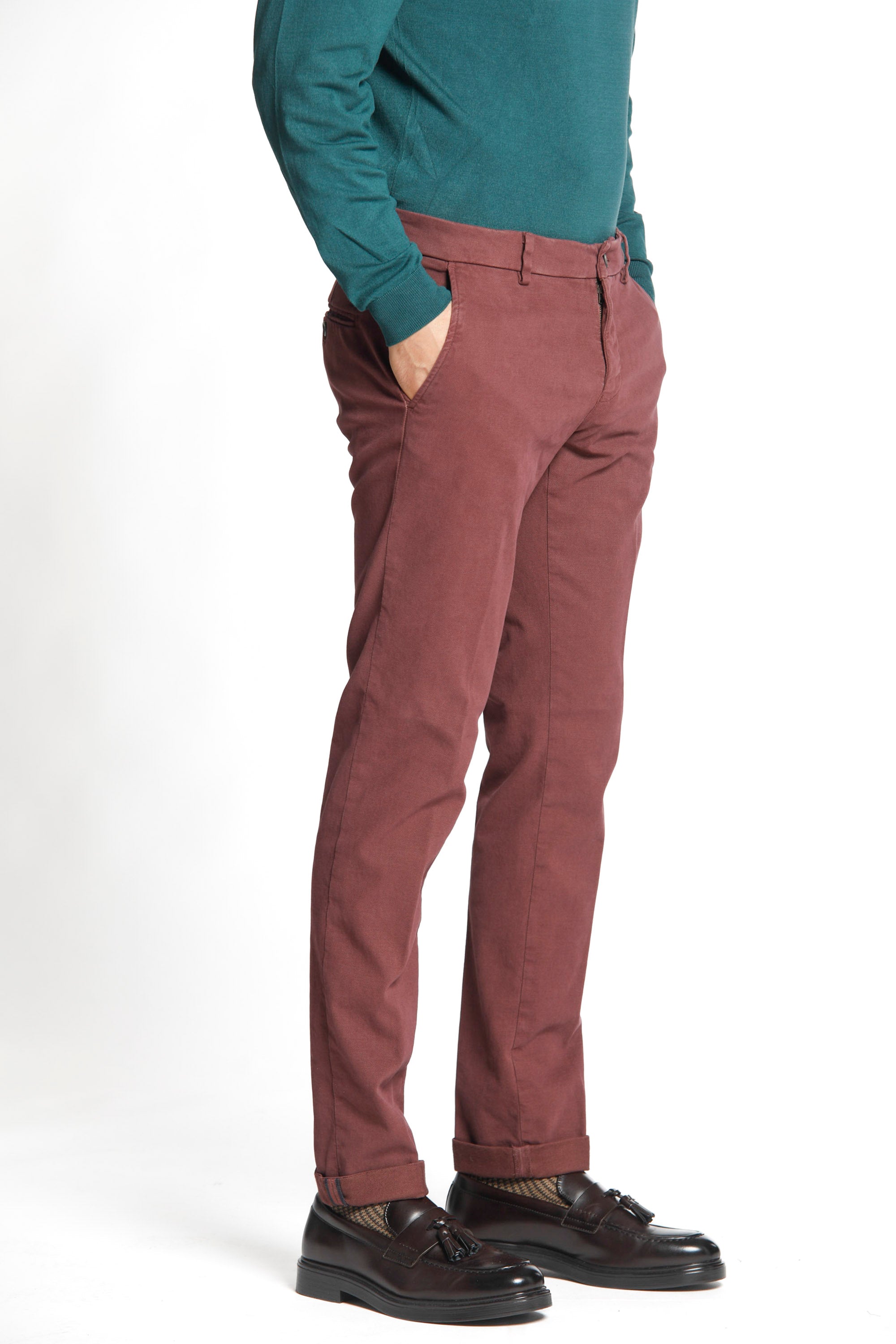 Milano Style pantalon chino homme en gabardine et modal stretch coupe extra slim