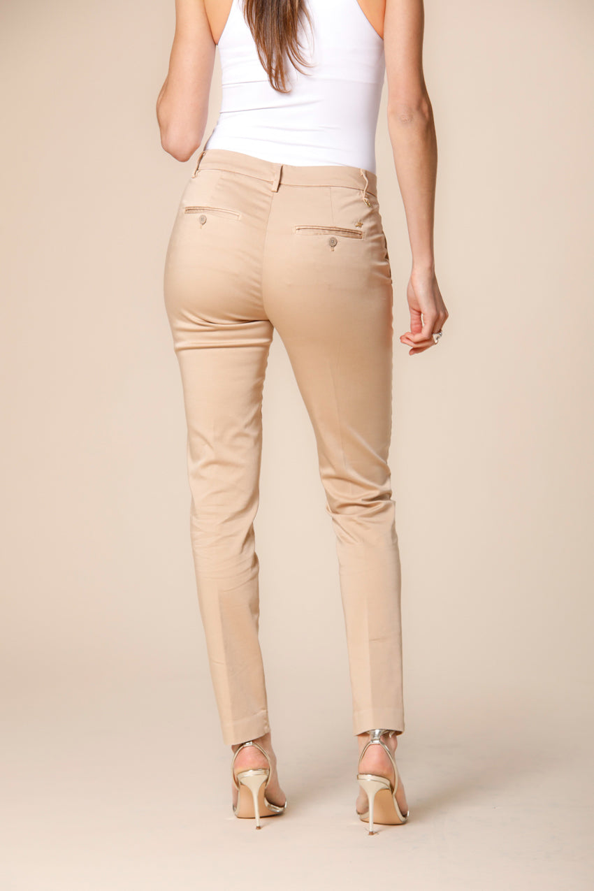 Image 4 of Mason's New York Slim model dark khaki stretch satin women's chino pants