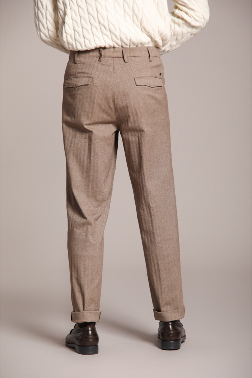 Boston 2 Pinces men's chino pants in resca with dyed cashmere yarn relaxed fit