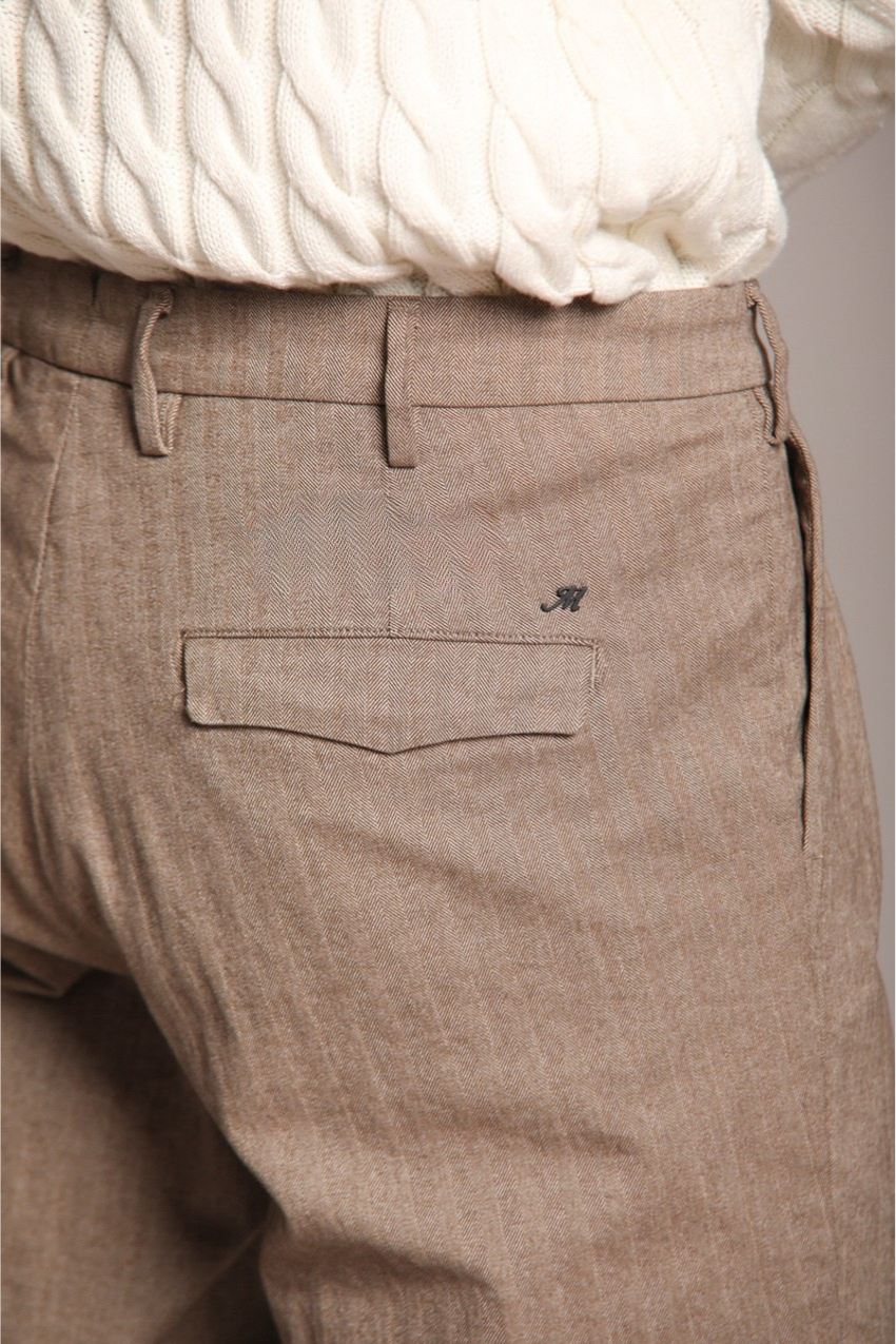 Boston 2 Pinces men's chino pants in resca with dyed cashmere yarn relaxed fit