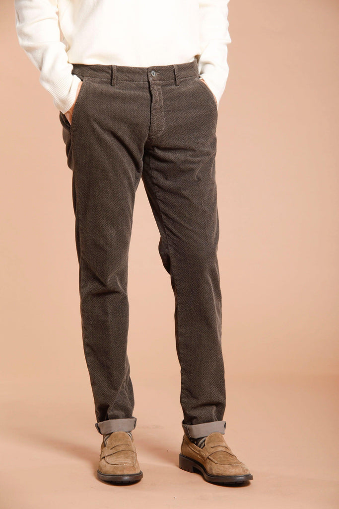 Torino Style man velvet chino pants with resca pattern slim - Mason's US