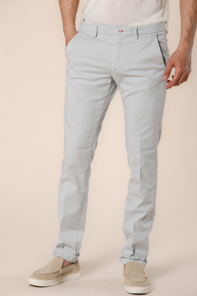 Image 1 of men's cotton twill and light blue tencel chino pants Torino Summer Color pattern by Mason's