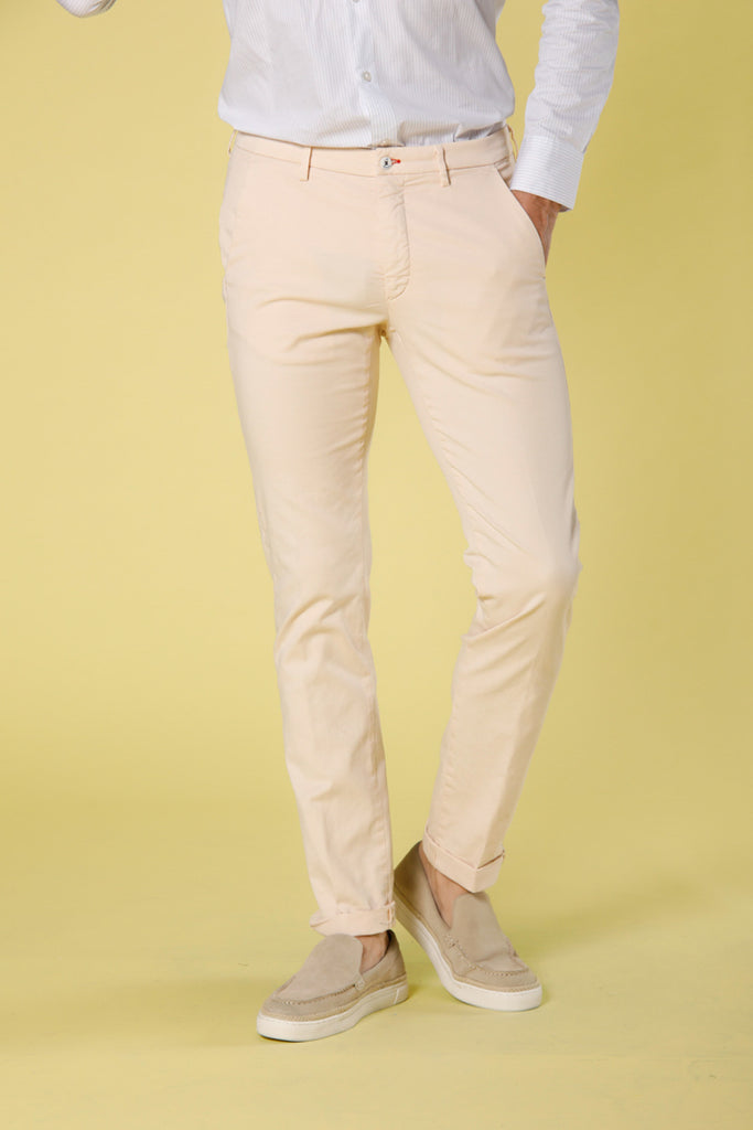 Image 1 of men's cotton twill and tencel pastel pink chino pants Torino Summer Color pattern by Mason's