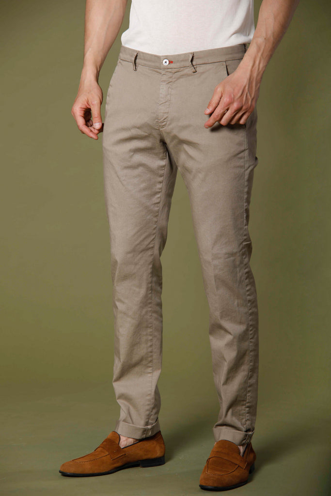Image 1 of men's cotton twill and tencel dark stucco colored chino pants Torino Summer Color pattern by Mason's