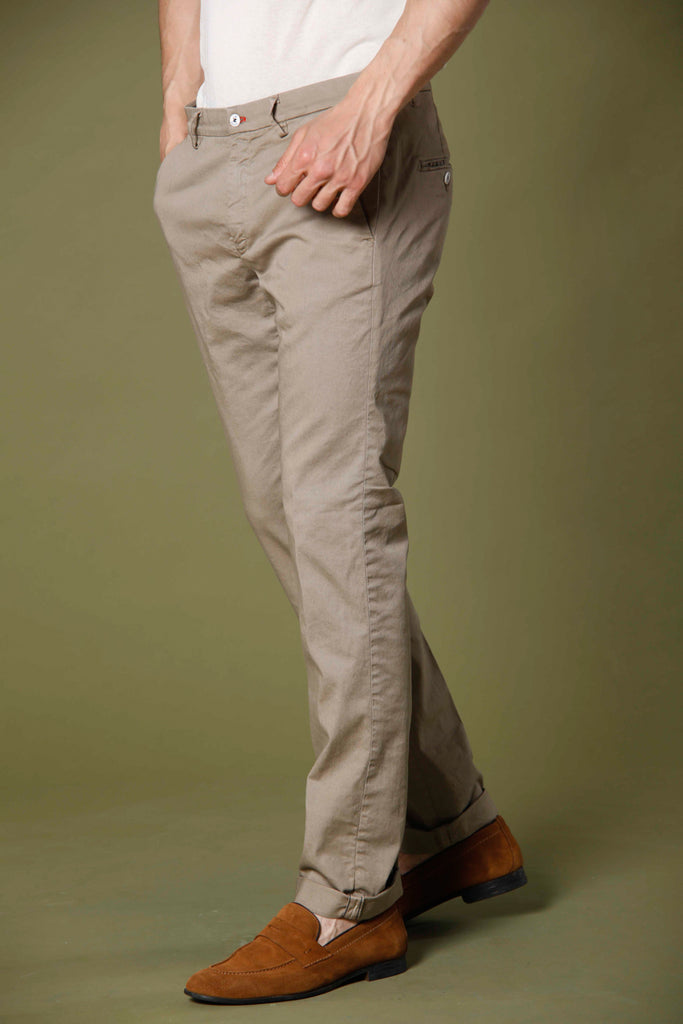 Image 5 of men's cotton twill and tencel dark stucco colored chino pants Torino Summer Color pattern by Mason's