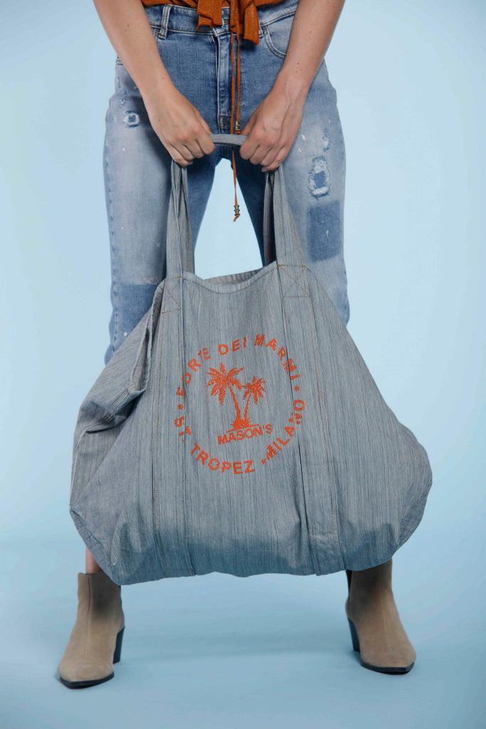 Mason's Bag unisex in cotton with orange prints ① - Mason's US