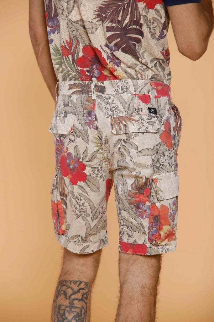 Chile man cargo bermuda in stretch satin with floral pattern regular - Mason's US