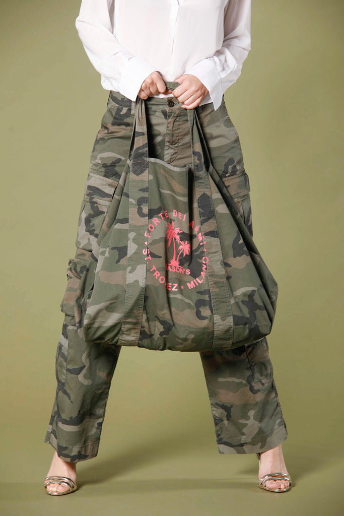 image 2 of unisex bag in cotton with camouflage pattern and pink print mason's bag model in green by mason's 