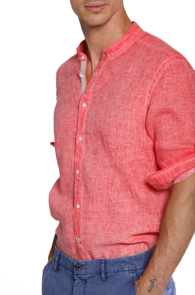 Torino man shirt in linen with ribbons regular