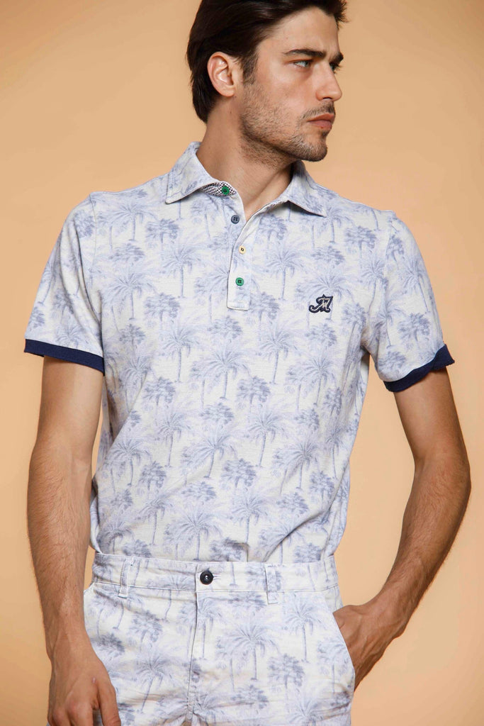 Print man polo shirt in cotton with palm pattern and details - Mason's US