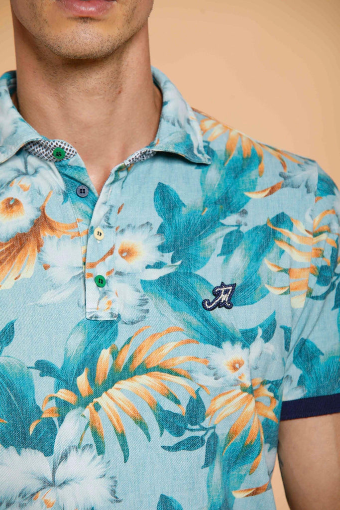Print man polo shirt in cotton with flower pattern and details - Mason's US