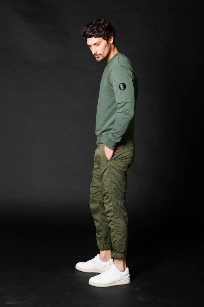 Image 4 of men's chino pants in twill limited edition john coolkhinos model in green carrot fit by Mason's 