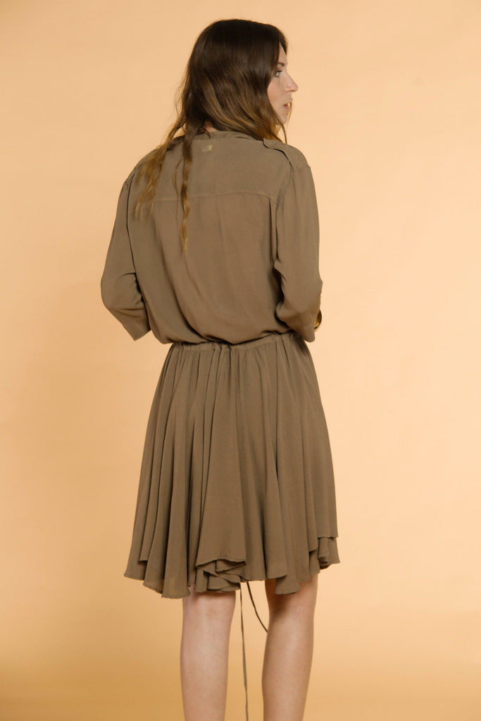 Kaia woman dress in viscose with large pockets, drawstring and pleated skirt - Mason's US