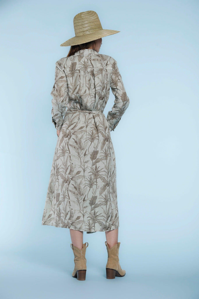 Nicole Dress woman long dress in linen with flower pattern and belt - Mason's US