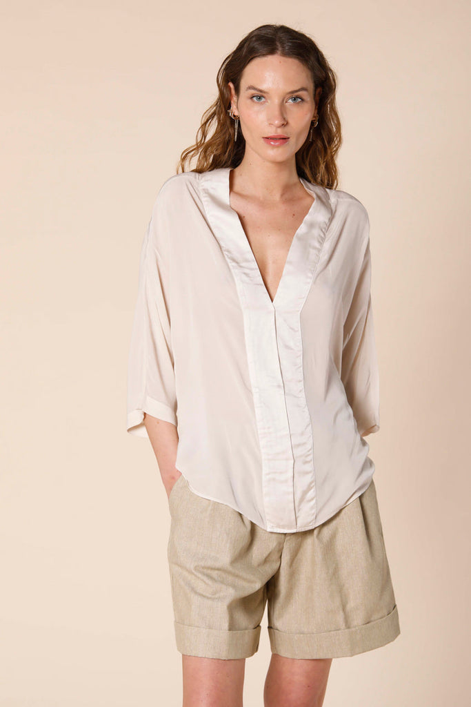 image 4 of woman's shirt in viscose sandra model in stucco by mason's