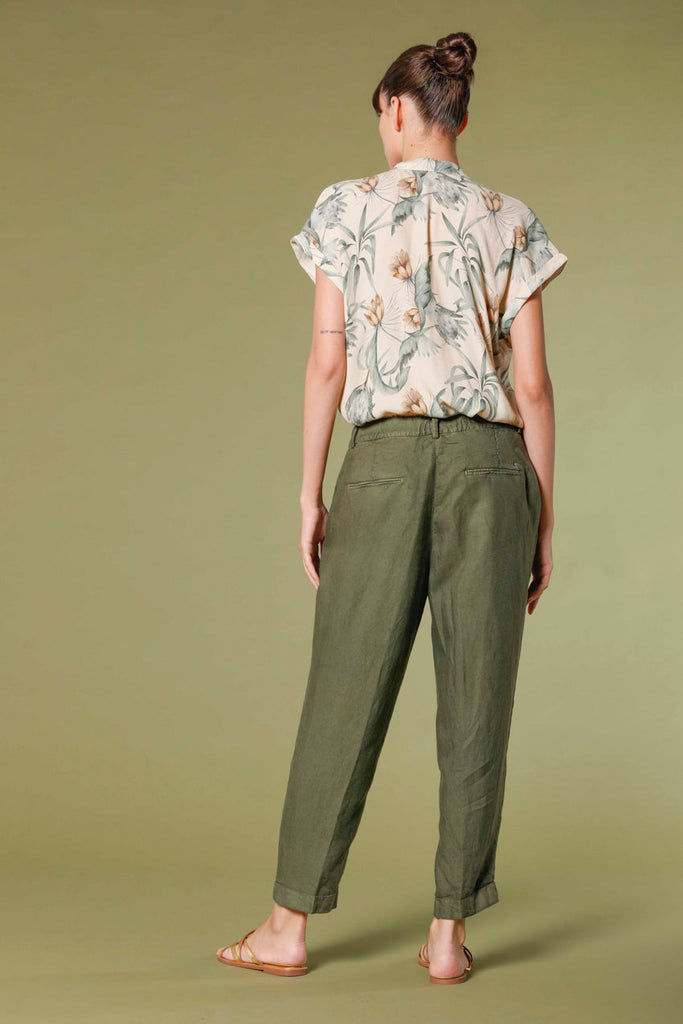 image 4 of woman's short sleeve shirt in popeline with flower pattern adele mm model in stucco by mason's 