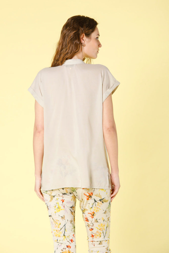 immagine 4 di camicia da donna a maniche corte in tencel modello Adele MM colore beige chiaro di Mason's 