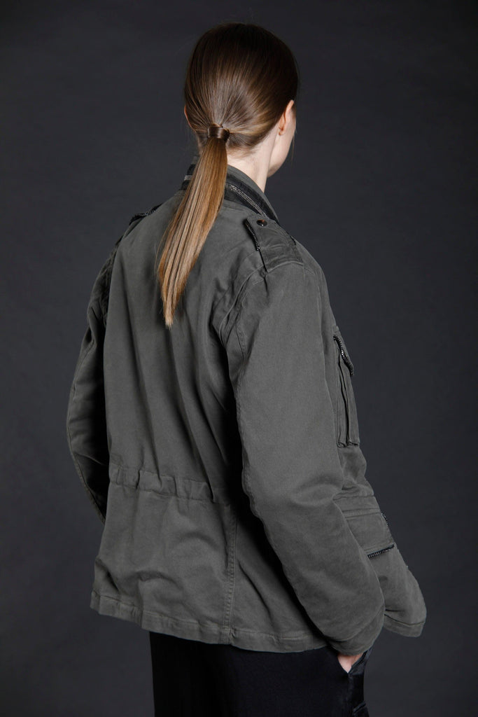 Image 6 of woman's field jacket in gabardine green Icon Field model by Mason's